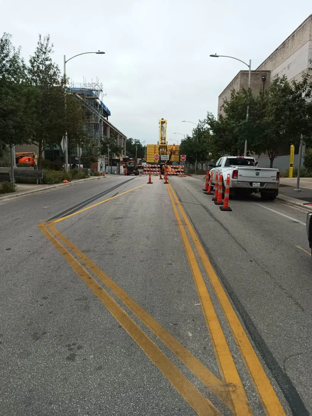 GBC cone taper and lane closure on an active Austin street